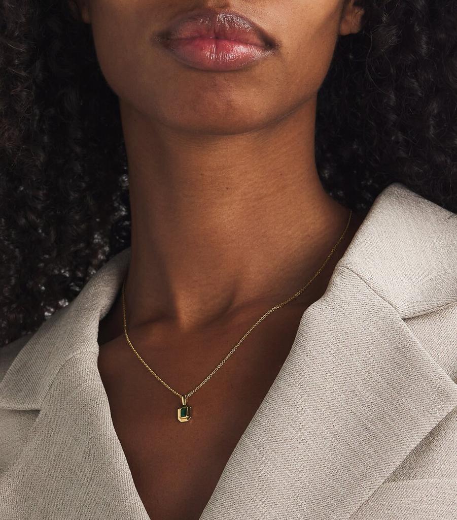 Azlee Yellow Gold and Emerald Staircase Necklace