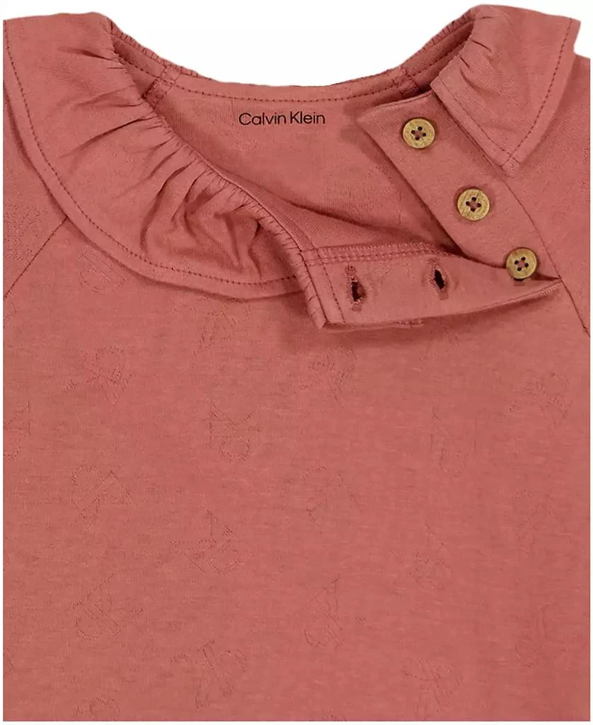 Calvin Klein Baby Girls
 Logo Print Peasant Top and Double-Brushed Ribbed Leggings, 2-Piece Set 3