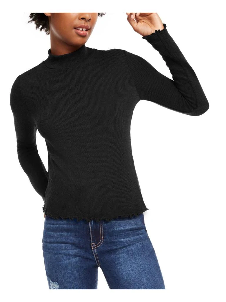 Planet Gold Juniors Womens Ribbed Mock Neck Pullover Top 1