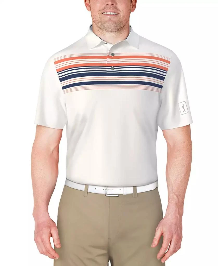 PGA TOUR Men's Short Sleeve Chest Stripe Golf Polo Shirt 1
