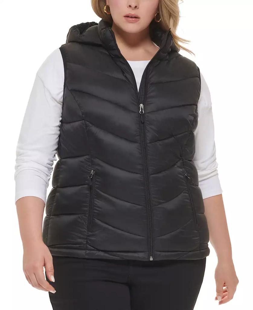 Charter Club Plus Size Packable Hooded Puffer Vest, Created for Macy's