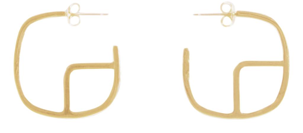 CLAUDIE PIERLOT Golden brass CP hoop earrings