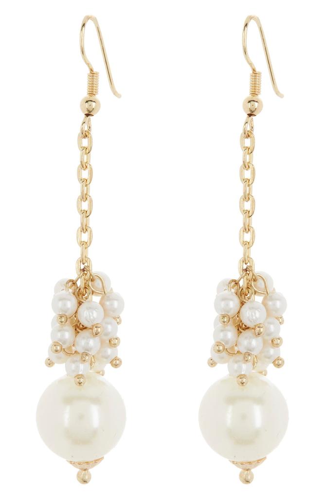 Area Stars Pearl Cluster Chain Drop Earrings