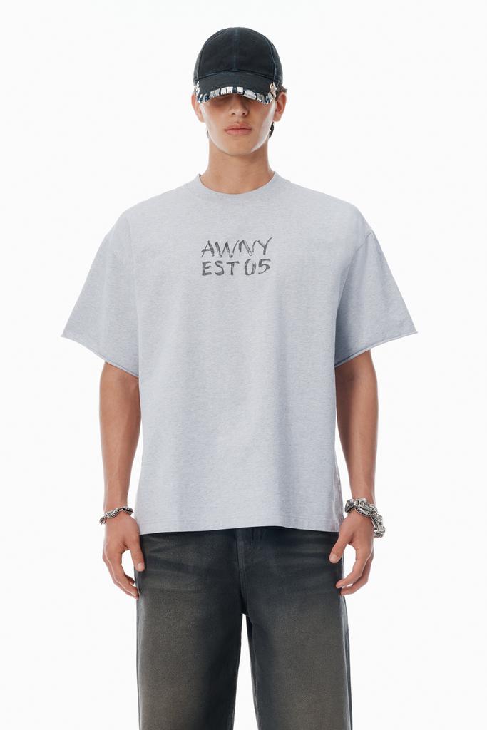 Alexander Wang Light Grey Cotton Boxy Logo T-Shirt