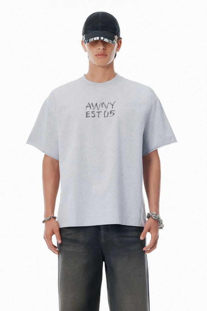 Alexander Wang Light Grey Cotton Boxy Logo T-Shirt 1