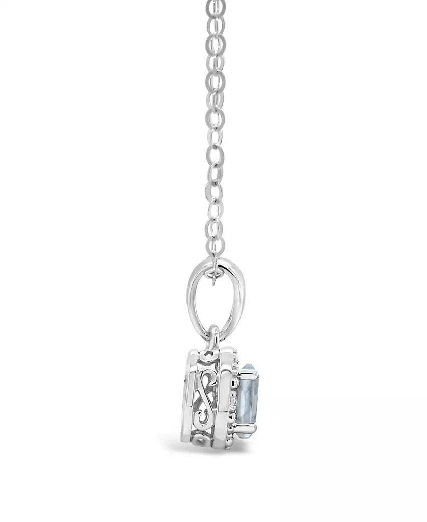 Macy's Aquamarine (3/8 ct. t.w.) and Diamond Accent Pendant Necklace in Sterling Silver (Also Available in Emerald) 3
