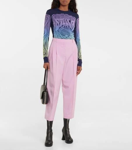 Stella McCartney High-rise tapered wool pants 2