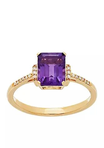 Belk 
Co. 0.054 ct. t.w. Diamond and Amethyst Ring in 10k Yellow Gold