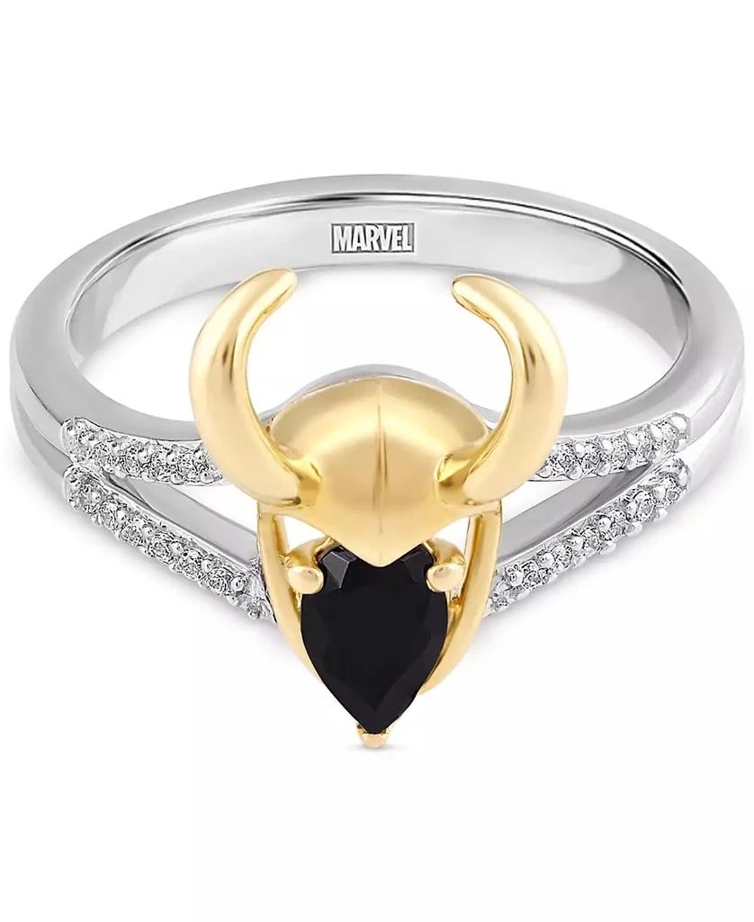 Macy's Marvel Onyx & Diamond (1/20 ct. t.w.) Loki Ring in Sterling Silver & Gold-Plate 3