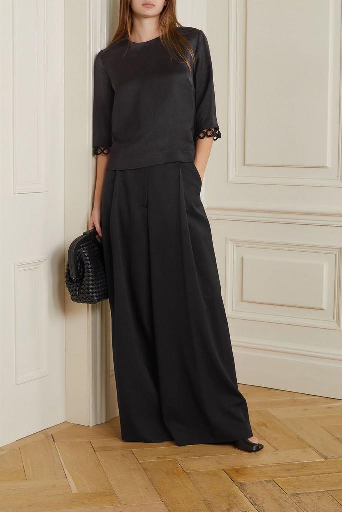 Partow Ryan crochet-trimmed satin top