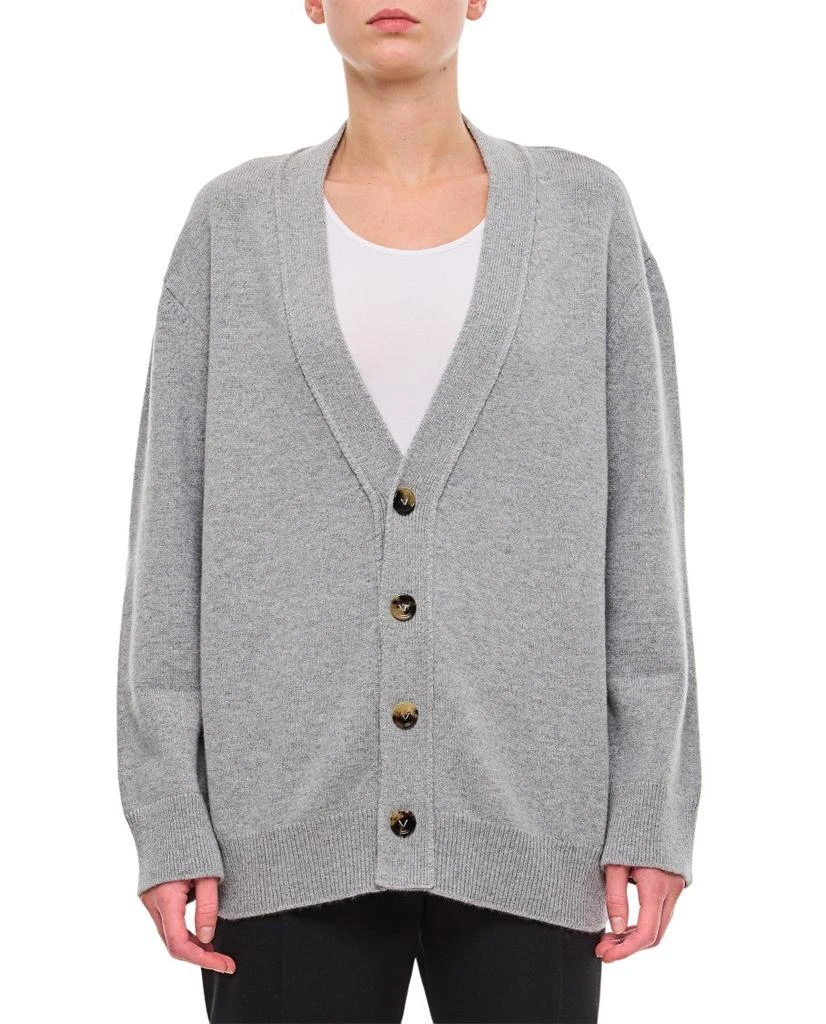 Bottega Veneta Cashmere Cardigan With Woven Leather Elbow Patch 1