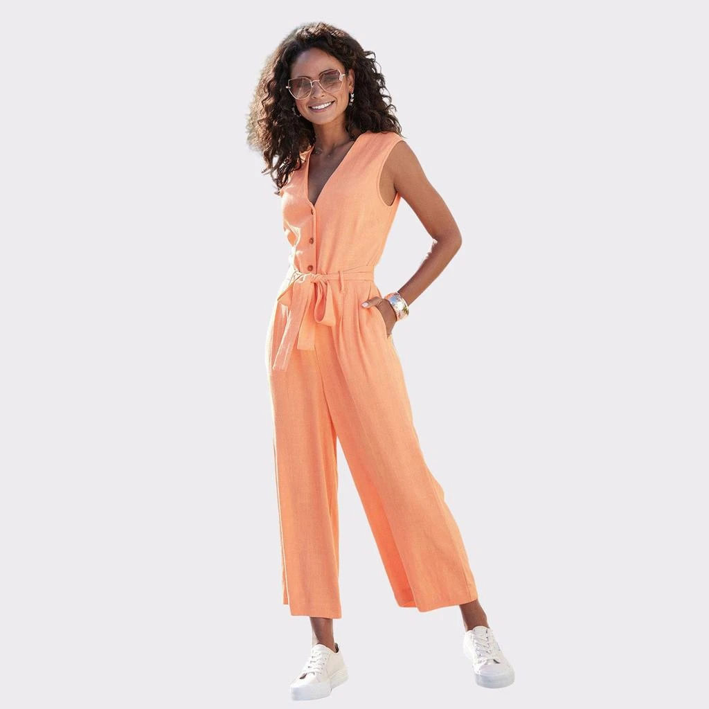 LASCANA Women
s Button Down Cropped Jumpsuit 5