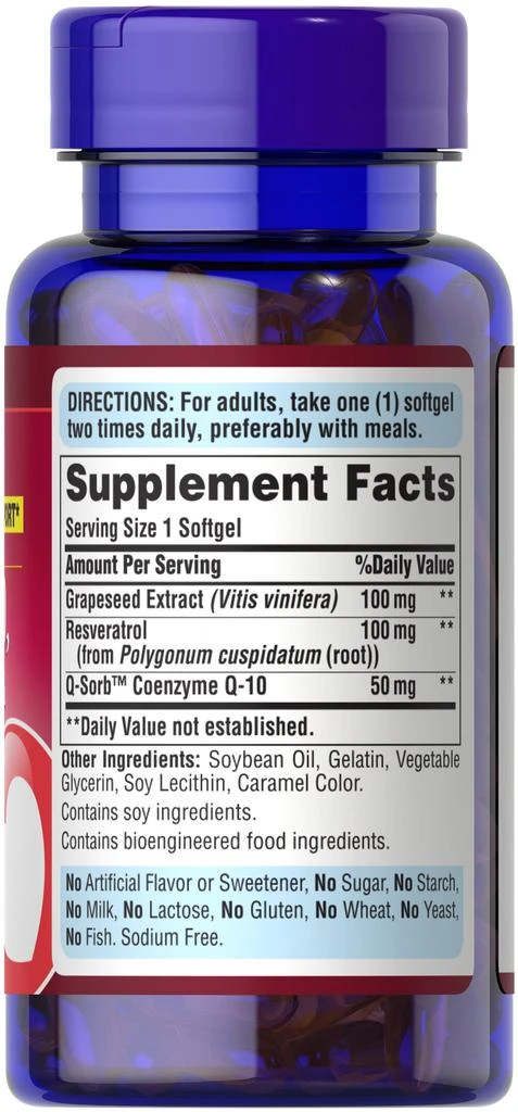 Puritan's Pride Q-SORB™ Co Q-10, Resveratrol & Grapeseed 60 softgels 6
