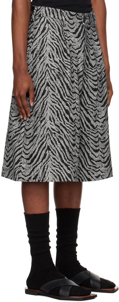 LU'U DAN Black Tiger Denim Shorts