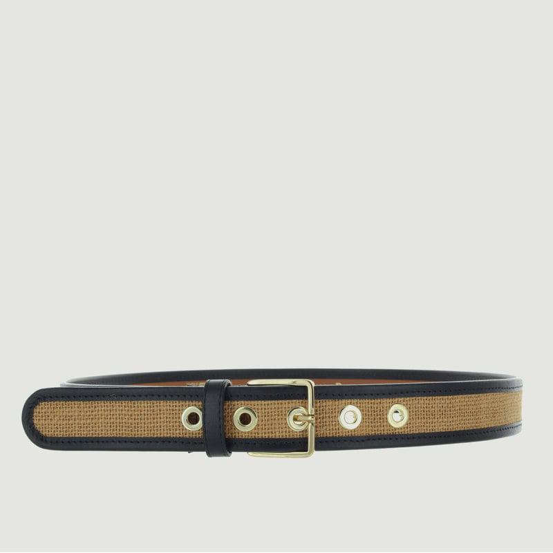 MAISON BOINET Nappa leather belt Camel - Black MAISON BOINET