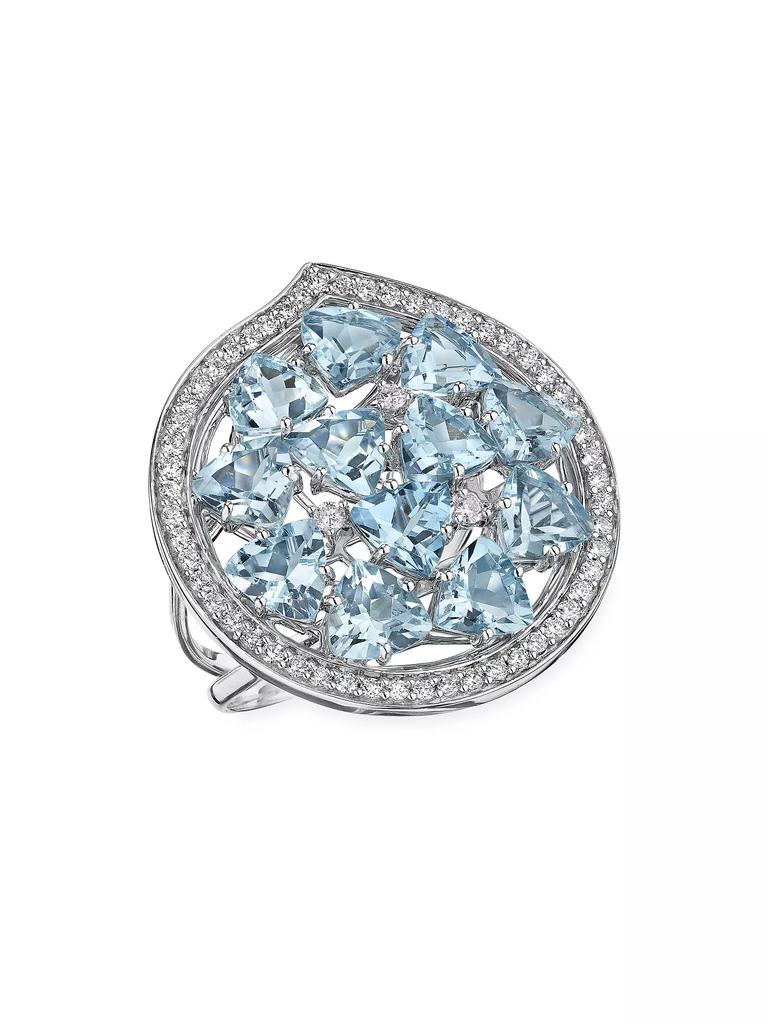 HUEB Mirage 18K White Gold, Aquamarine & 0.41 TCW Diamond Cocktail Ring