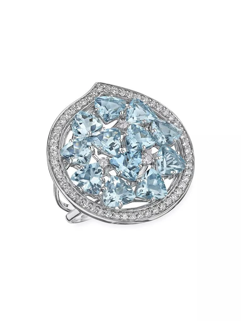 HUEB Mirage 18K White Gold, Aquamarine & 0.41 TCW Diamond Cocktail Ring 1