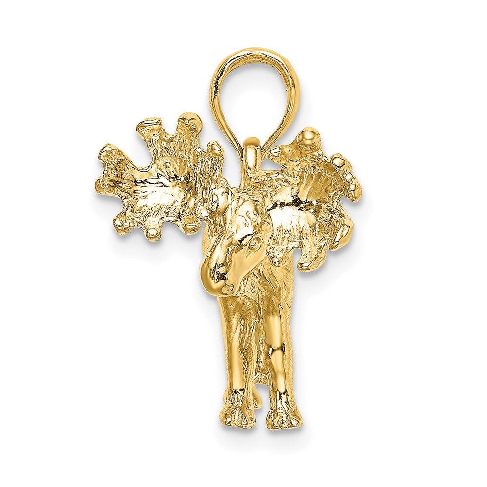 Diamond2Deal 14k Yellow Gold 3-D Textured Moose Charm Pendant