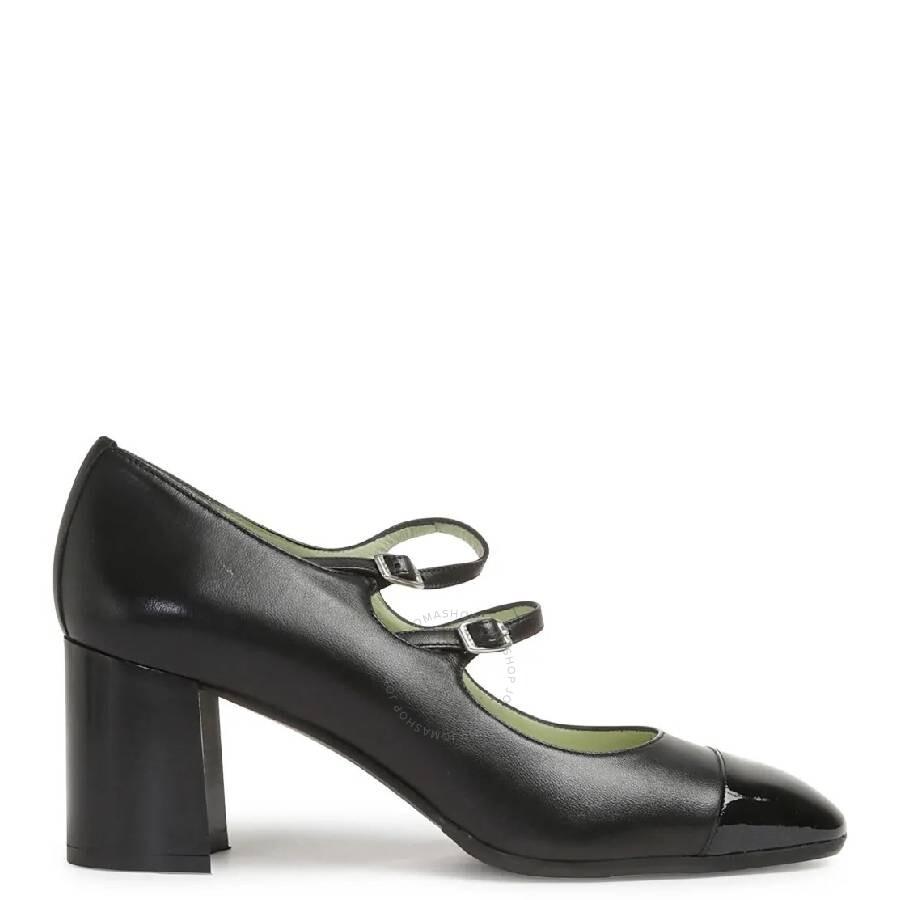 Carel Double Straps Leather Heel Pumps