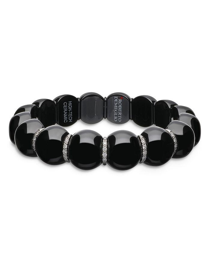 Roberto Demeglio 18K White Gold & Ceramic Stretch Bracelet with Diamonds