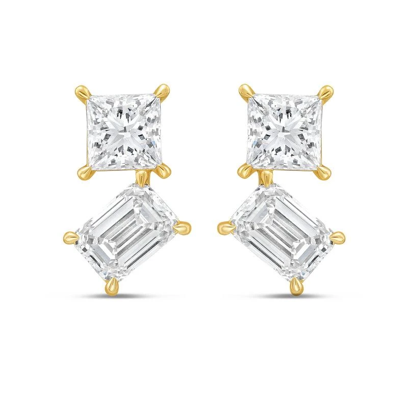 Diana M Jewels 14K YG Gold 2 Stone Earrings 5.00 Ct Tw