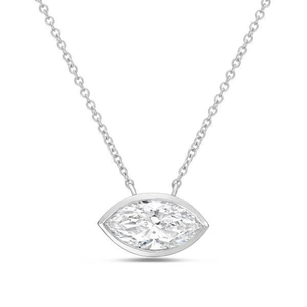 Diana M Jewels 14kt white gold lab grown east west marquise bezel pendant weighing 8.00 ct