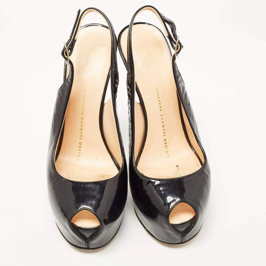 Giuseppe Zanotti Giuseppe Zanotti Black Patent Leather Peep Toe Platform Slingback Pumps Size 36 3