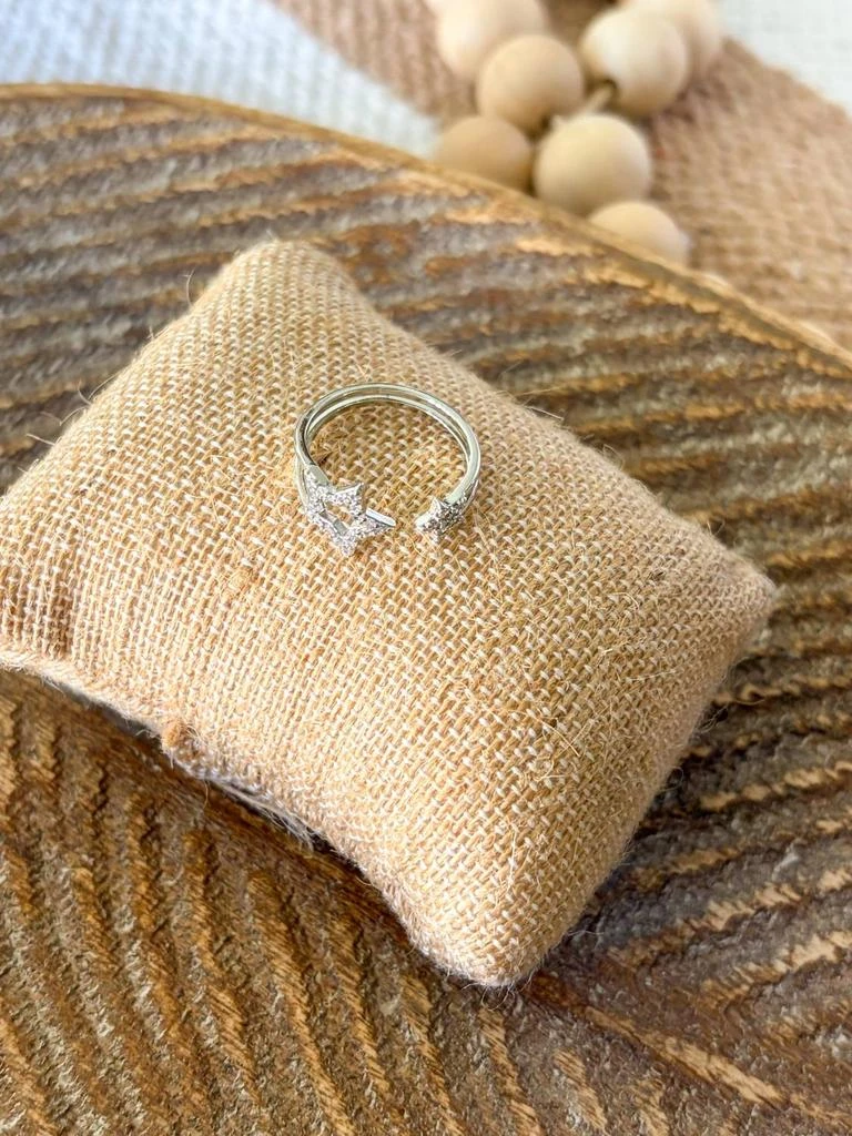 White Label White Label - Women
s Star Pave Silver Adjustable Ring 3