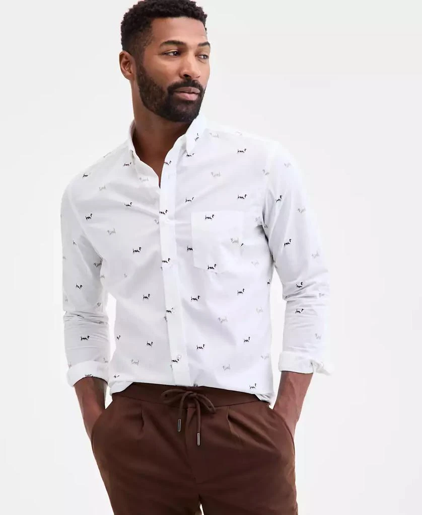 Club Room Long Sleeve Basset Hound Print Button-Down Shirt, Macy's Exclusive 1
