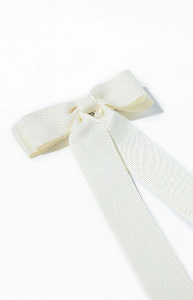 LA Hearts Cream Ribbed Double Loop Bow Barrette 2