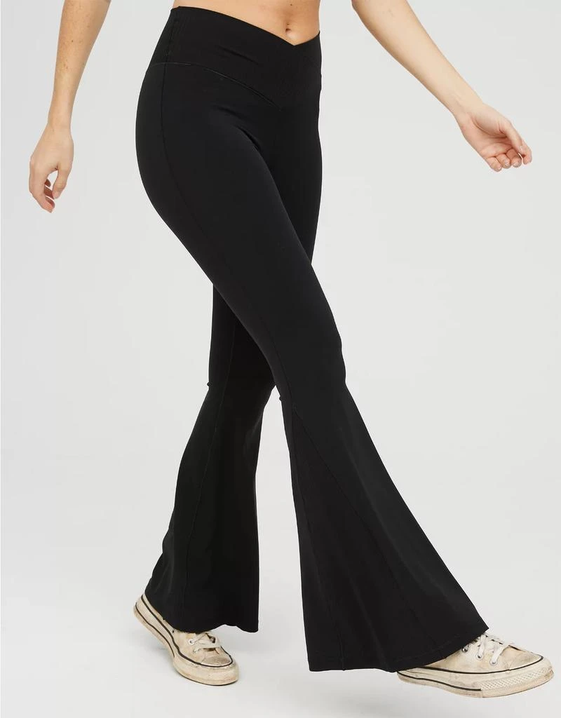 AE OFFLINE By Aerie Real Me High Waisted Crossover Rib Super Flare Legging