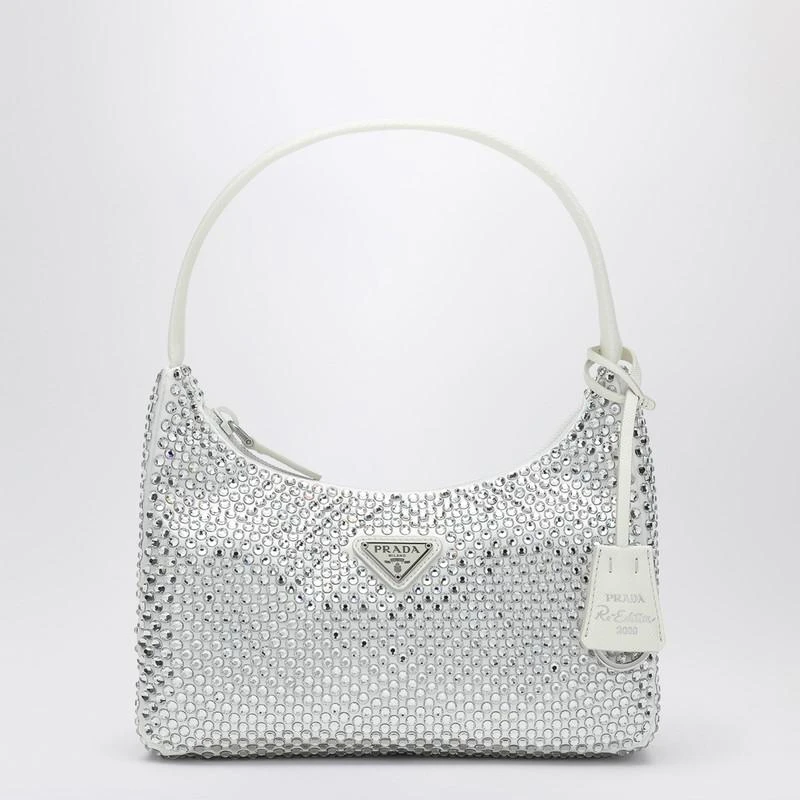 Prada White Re-Edition handbag with crystals 1