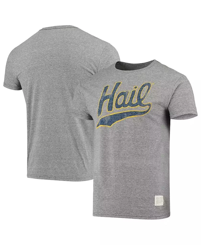 Retro Brand Men's Original Heathered Gray Distressed Michigan Wolverines Vintage-Like Hail Tri-Blend T-shirt 1