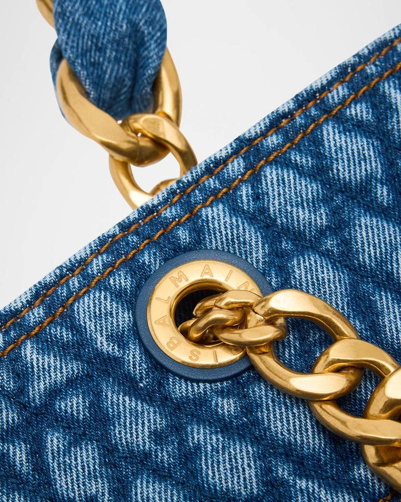 Balmain 1945 Shoulder Bag in Grid Quilted Denim 5