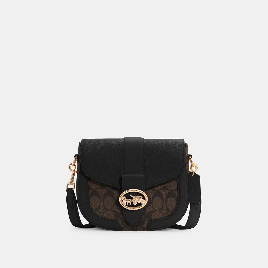 Coach Coach Outlet Georgie Saddle Bag In Signature Canvas 1