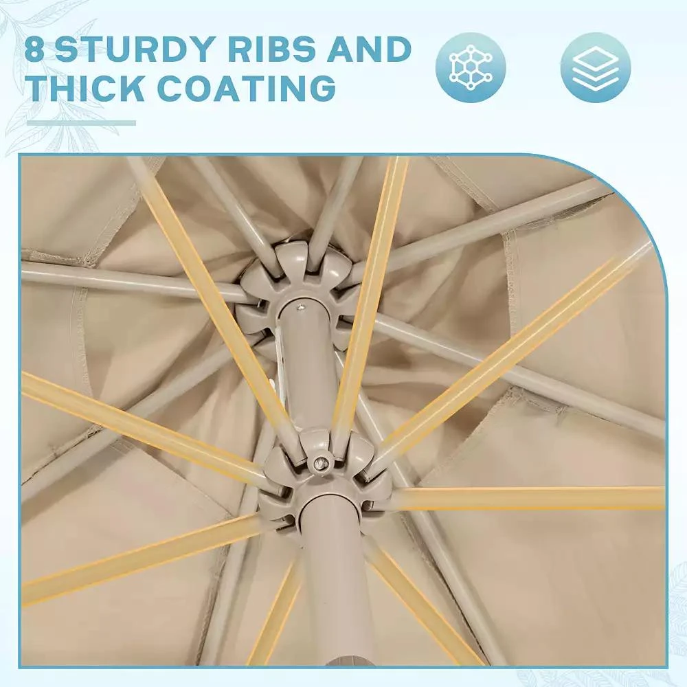 Aoodor 9FT Outdoor Patio Market Umbrella Aluminum Frame with Push Button Tilt Crank and 8 Steel Ribs, UV Protection Waterproof, for Garden Deck Backyard and Pool 7