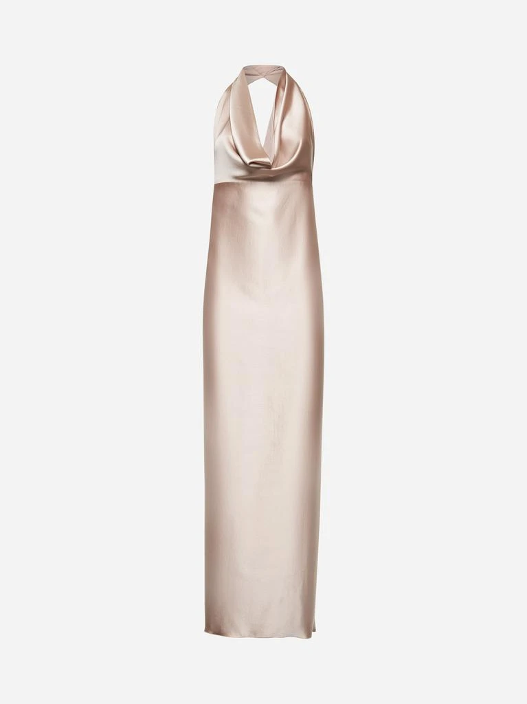 BLANCA VITA Nude satin Antea long dress 1