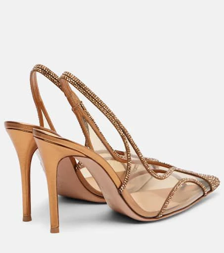 Gianvito Rossi Diana 95 leather-trimmed PU slingback pumps 2
