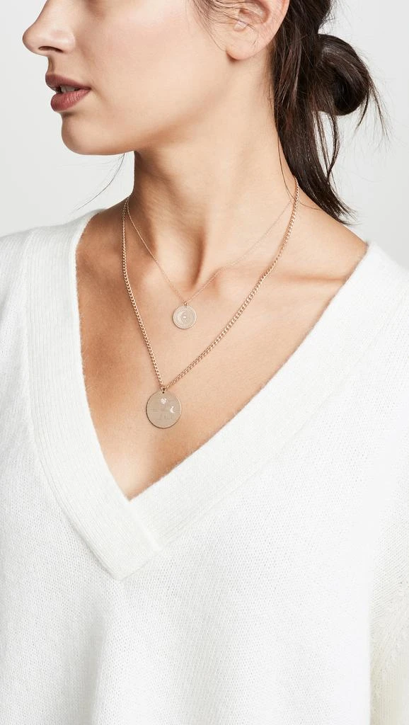 Zoe Chicco 14k Gold Small Celestial Protection Medallion Necklace 2