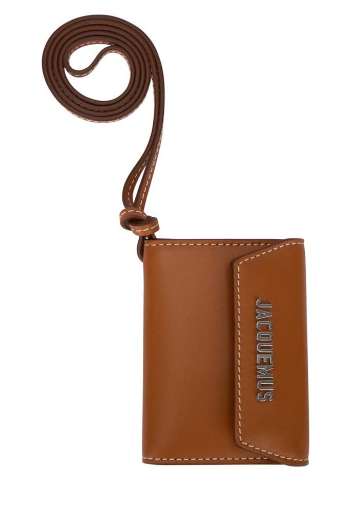 Shop Jacquemus Logo Plaque Neck Strapped Wallet on Sale at