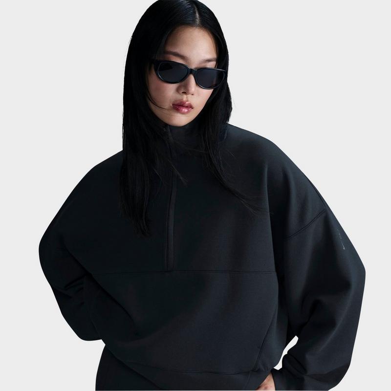 nike half zip black womens