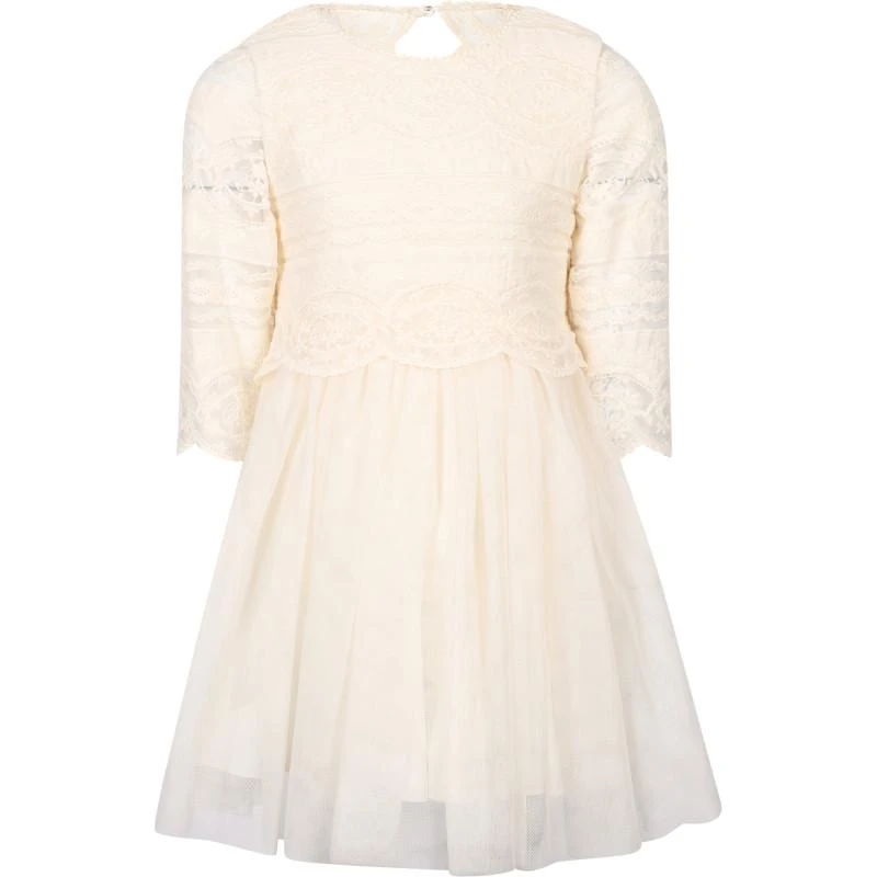 Abel & Lula Rich lace combined tulle and colorful polka dot sateen dresses set in cream and white 2