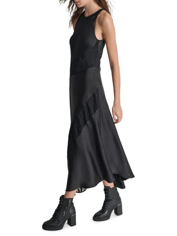 DKNY Satin Lace-Panel Midi-Dress 3