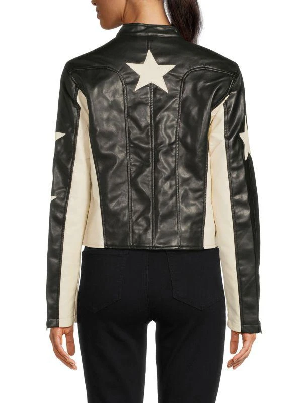 STOOSH Two-Tone Vegan Leather Star Racing Jacket 2