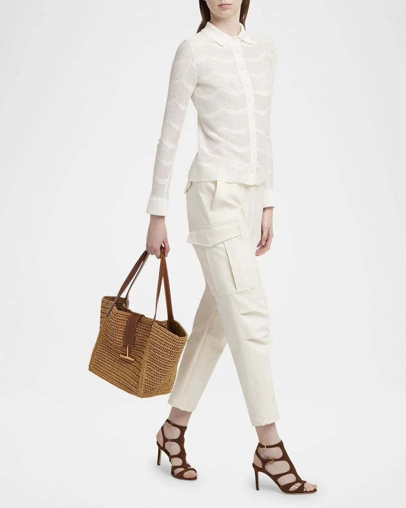 Tom Ford Tara Medium Tote Bag in Raffia Viscose and Leather 2