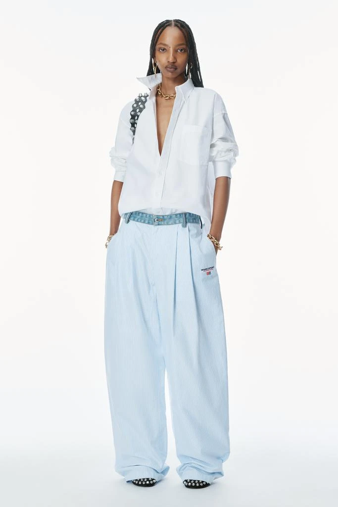 Alexander Wang Cotton Oxford Pants with Denim Waistband 1