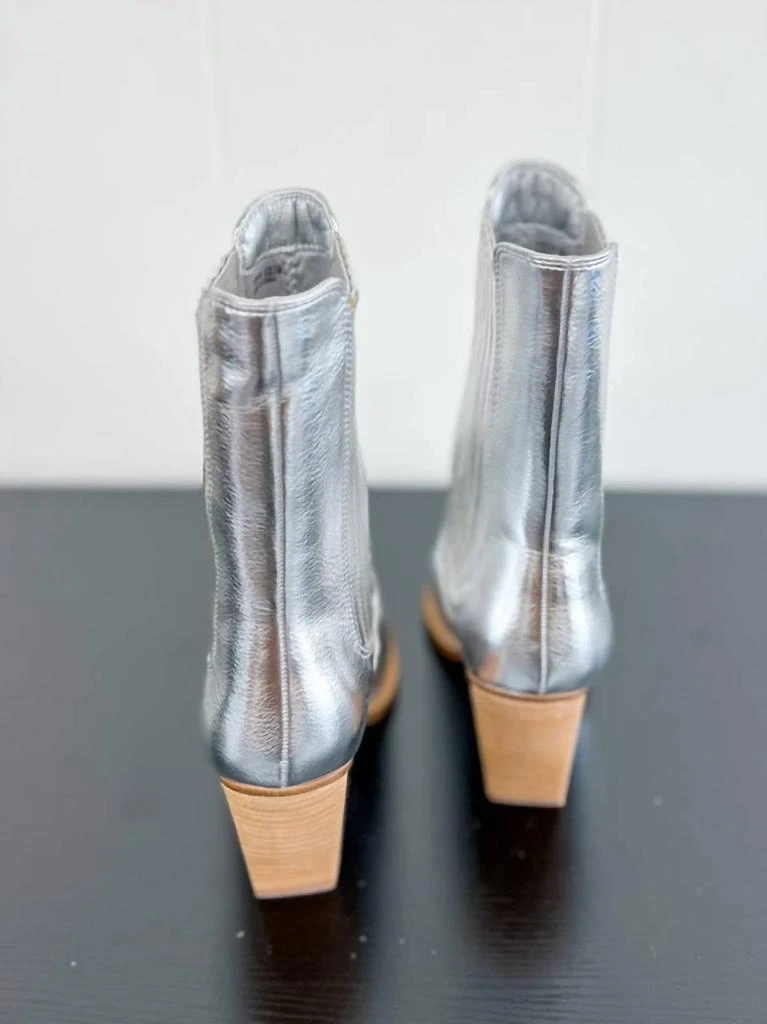 Shop Cali Metallic Block Heel Boots In Silver on Sale at BeyondStyle ...