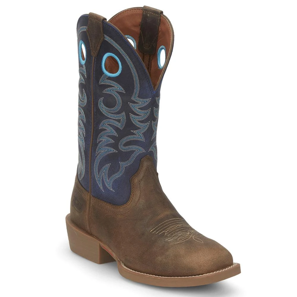 Justin Boots Muley 12 Inch Water Buffalo Embroidered Square Toe Cowboy Boots 2