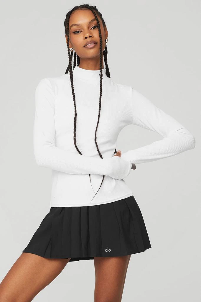 Alo Wellness Rib Mock Neck Long Sleeve - White 1