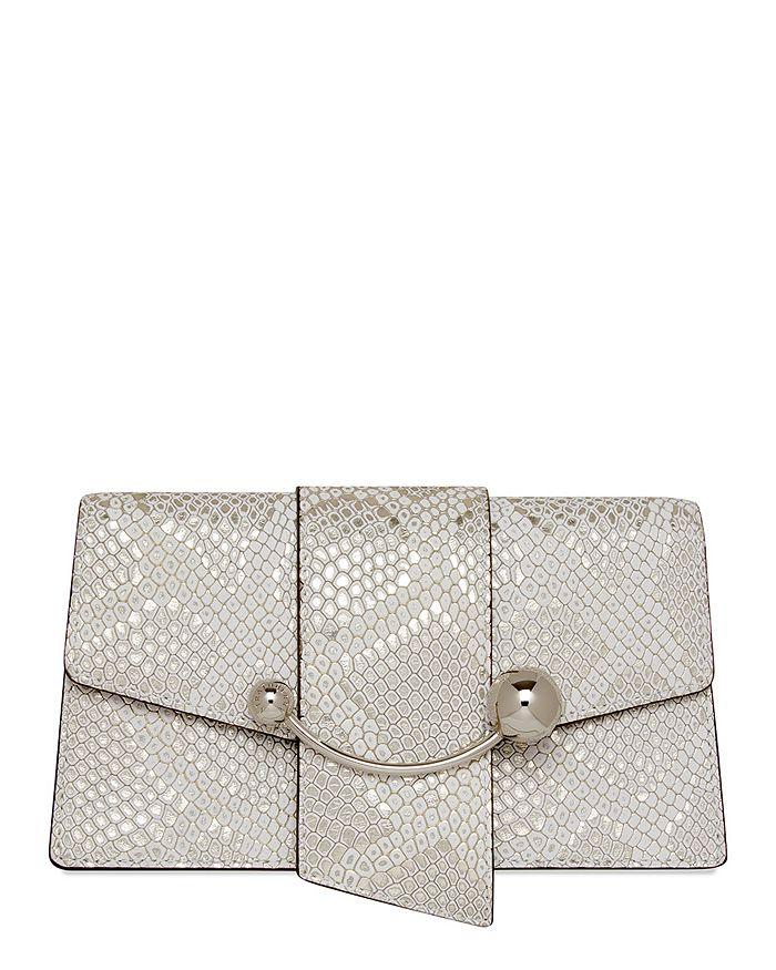 Strathberry Crescent on a Chain Snake Embossed Leather Crossbody